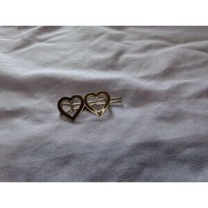 Vintage Gold Tone Double Heart Hair Clip Barrette Hair Accessory